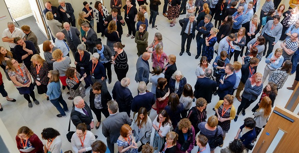 Event with people standing and talking together