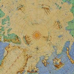 Antique world map, centered on north pole
